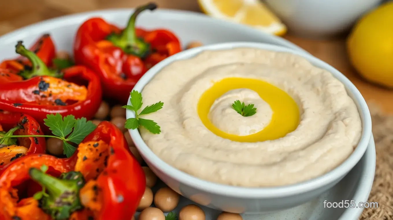 Creamy Roasted Red Pepper Hummus