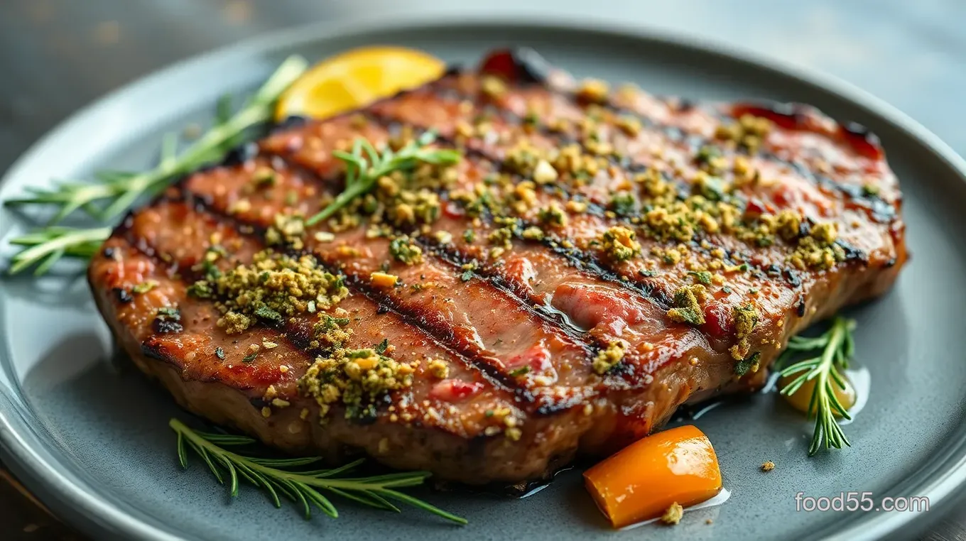 Herb-Crusted Sirloin Steak with Garlic Mashed Potatoes