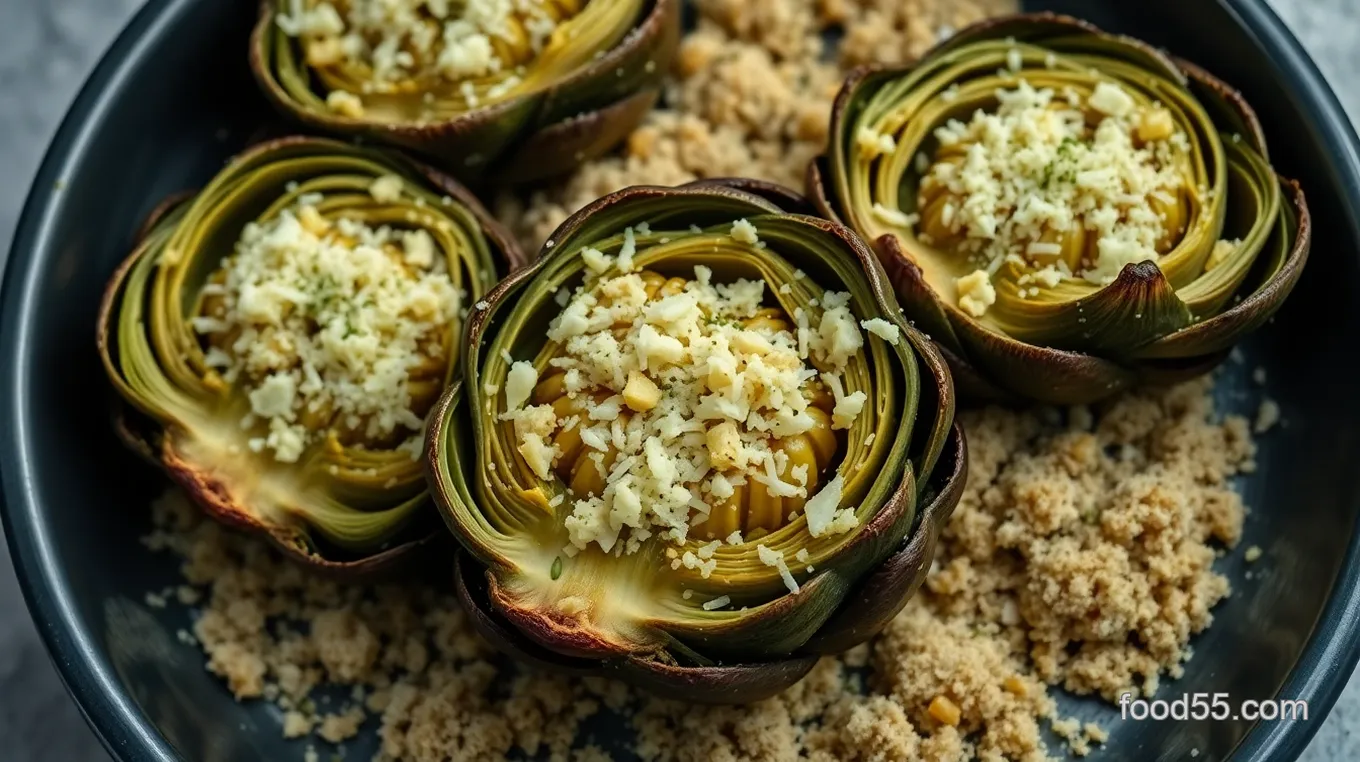 Savory Baked Artichokes with Garlic and Parmesan: A Mediterranean Delight Savory Baked Artichokes with Garlic and Parmesan