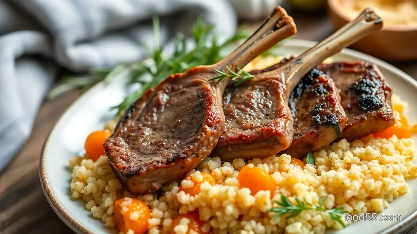 Garlic and Herb Lamb Chops with Dried Apricot Couscous