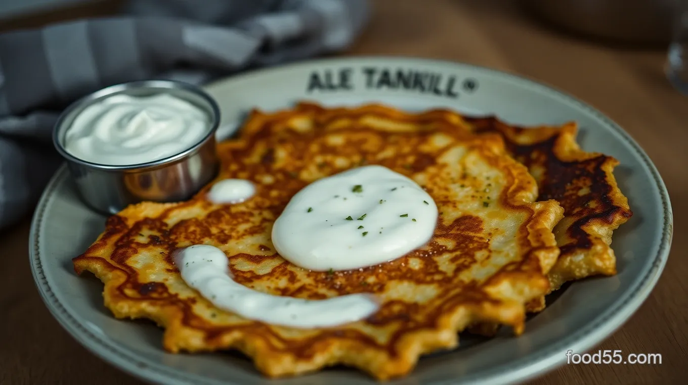 Shabbanukkah Latkes with Herbed Yogurt Sauce