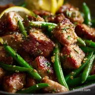 Garlic Butter Pork Bites with Lemon Green Beans Quick 30Min Dinner