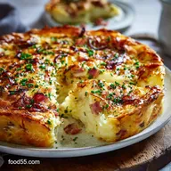 Buttery Shortcrust Mashed Potato Pie with Bacon Leeks and Cheese