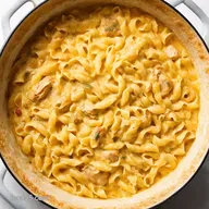 Cozy Chicken Pot Pie Noodle Skillet Creamy OnePan Comfort