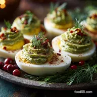 Christmas Tree Deviled Eggs: Silky Avocado Dill Filling