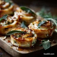 Thanksgiving Appetizers: Make-Ahead Brie Pinwheels with Sage Glaze