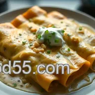 Easy Creamy White Chicken Enchiladas Recipe with Green Chile Sauce