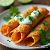 Crispy Baked Shrimp Taquitos with CilantroLime Crema My GoTo