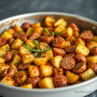 One Pan Roasted Potatoes Sausage Crispy Easy Weeknight Meal