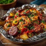 Smoked Sausage Shrimp Jambalaya Foil Packets Recipe