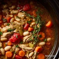 Tuscan Chicken and Bean Crockpot Soup Easy Healthy Slow Cooker Recipe