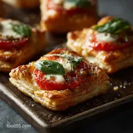 Mini Margherita Pizza Appetizer Easy Flaky Puff Pastry Bites