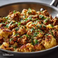 Speedy Garlic Butter Ground Turkey with Cauliflower Skillet