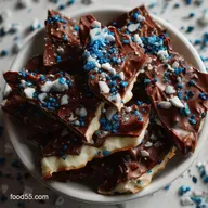Hanukkah Chocolate Bark Recipe with Sea Salt and Blue Sprinkles