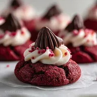 Easy Hershey's Red Velvet Blossom Cookie with Chocolate Kisses | Festive & Flavorful