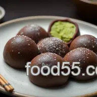 Delicious Japanese Chocolate Mochi with Matcha Filling