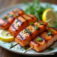 Easy Grilled Salmon Kebabs with LemonDill Marinade