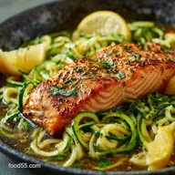 25Min Easy Lemon Garlic Butter Salmon with Zucchini Noodles