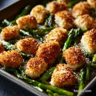 Crispy Parmesan Baked Chicken Bites with Asparagus Sheet Pan Dinner