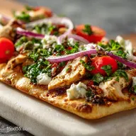 Homemade Mediterranean Chicken Flatbread Pizza in 20 Minutes