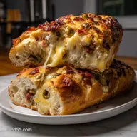 Olive Bacon and Cheese Bread: Molten Interior