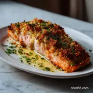 Oven Baked Parmesan Herb Crusted Salmon with Herbs