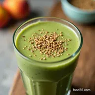 The Best Peach Banana Green Smoothie with Hemp Seeds