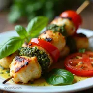 Easy Grilled Pesto Chicken and Tomato Kebabs Recipe