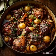 Coq Au Vin Classic French Stew with Red Wine Braised Chicken