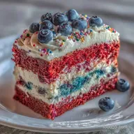 Red White Blue Layered Cake for 12 Slices