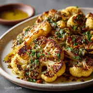 Roasted Cauliflower Steaks Smoked Paprika Zesty Herb Dressing