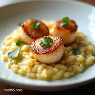 Scallops with Parmesan Risotto Seared Scallops Creamy Arborio