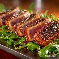 Sesame Crusted Tuna Steak on Peppery Arugula My Weeknight GoTo