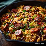 Skillet Rice and Beans with Kielbasa: One-Pan Weeknight Comfort Meal