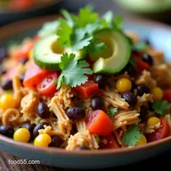 Easy Crock Pot Chicken and Black Bean Taco Salad Recipe