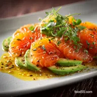 Smoked salmon with orange dressing and avocado: A Zesty Gourmet Platter