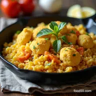 Saffron Sunset Skillet Lighter Cauliflower Arroz Con Pollo