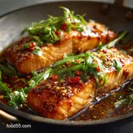 Glazed Salmon with Ginger Chili Sauce: Quick, Sticky, and Ready in 25 Mins.