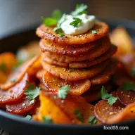 Crispy Sweet Potato Irish Nachos with Whiskey Bacon