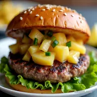 Juicy Grilled Hawaiian Teriyaki Burgers with Pineapple Salsa
