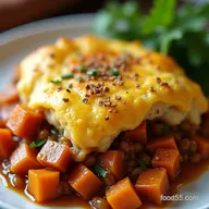 Golden Crown Turkey Shepherds Pie Baked in Sweet Potatoes