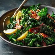 25Minute Warm Sauteed Kale Salad with Pancetta Lemon Vinaigrette