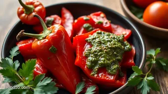 Blend Roasted Red Peppers with Chimichurri