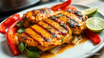 Grill Juicy Chicken with Zesty Red Peppers recipe card