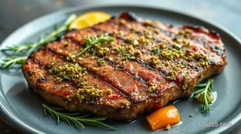 Grilled Sirloin Steak with Savory Herb Crust recipe card