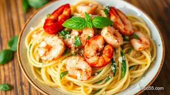 Sautéed Langostino Zucchini Pasta Delight recipe card