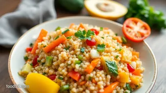 Sautéed Quinoa with Vibrant Veggies - Quick recipe card