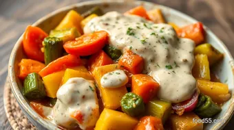 Sautéed Veggies with Creamy Julian Sauce recipe card