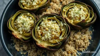 Savory Baked Artichokes with Garlic and Parmesan: A Mediterranean Delight recipe card