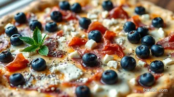 The Ultimate Savory Blueberry Pizza with Prosciutto and Gorgonzola recipe card